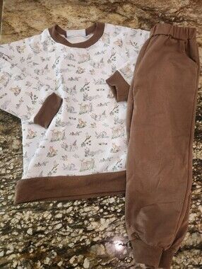 Kids Cream & Brown Animal-Print Set